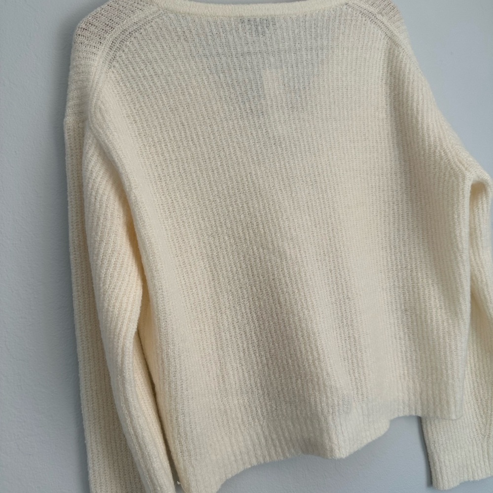 J. Crew Cashmere Ivory V-Neck Knit Sweater with Drawstring - Picture 4 of 6
